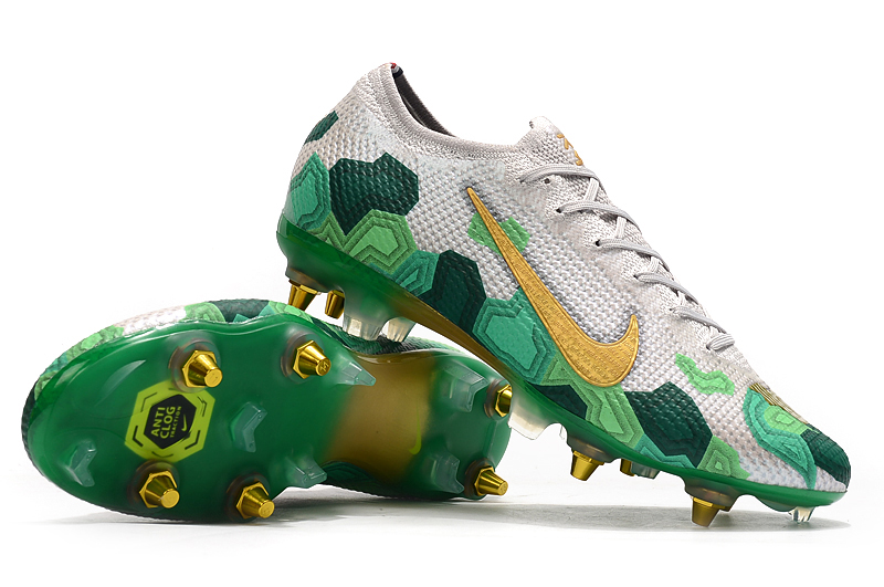 Nike Mercurial Vapor 13 Elite SG-Pro Anti-Clog x Mbappe - Vast Grey/Gold/Electro Green