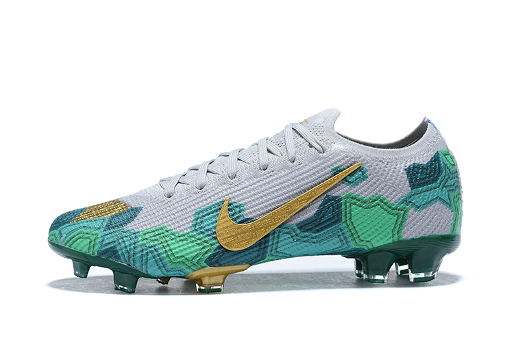 Mbappe Nike Mercurial Vapor 13 Elite FG Grey Gold Green - High-Performance Football Boots Mbappe Nike Mercurial Vapor 13 Elite FG Grey Gold Green - High-Performance Football Boots