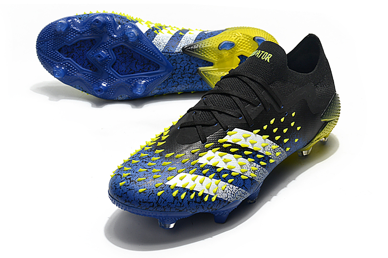 Adidas Predator Freak .1 Low FG - Blue Core Black White Solar Yellow | Superior Football Cleats