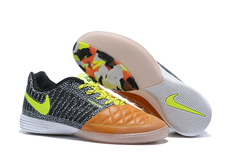 Nike Lunar Gato II IC - Black Brown Yellow | Versatile Indoor Soccer Shoes