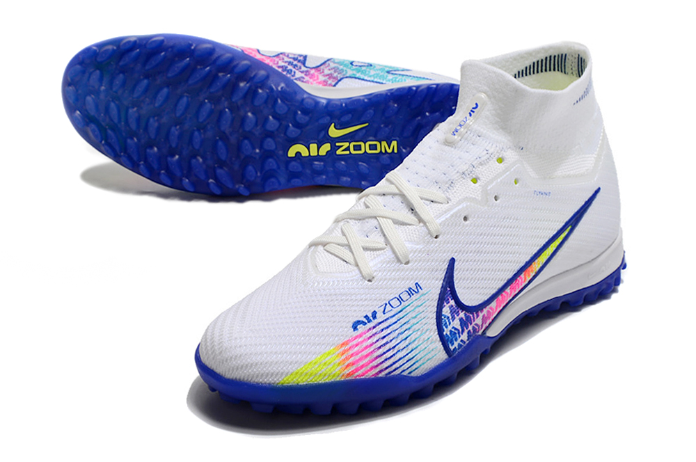 Nike Air Zoom Mercurial Superfly 9 Elite TF White Blue Multicolor | Premium Football Shoes
