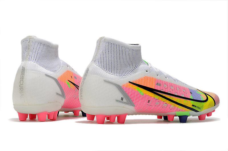 Nike Superfly 8 Elite AG Mid Pink Green Grey Soccer Cleats - Top Performance Cleats for Agility, Style, and Durability