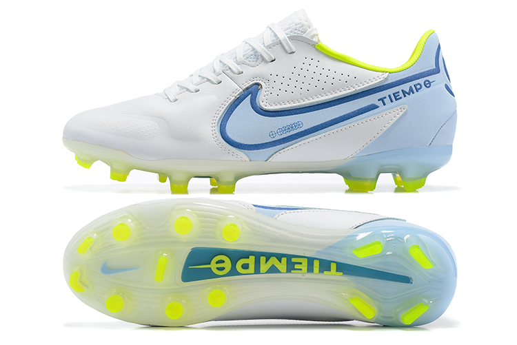 Nike Tiempo Legend 9 Elite FG - White Blue Volt | Top-tier Football Cleats
