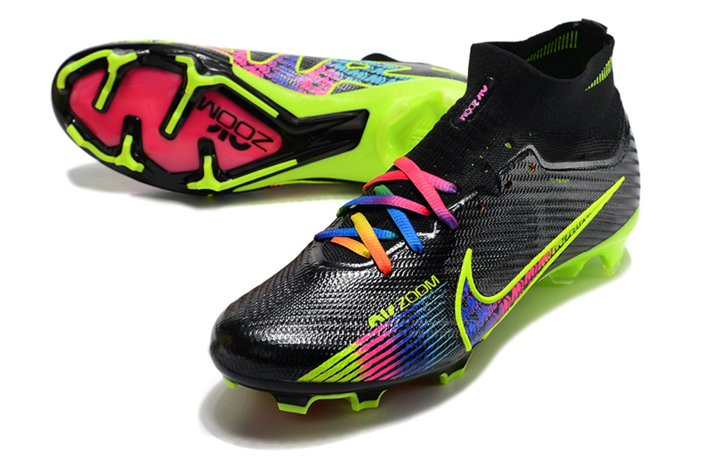 Nike Zoom Mercurial Superfly 9 Elite FG Black and Color Football Boots
