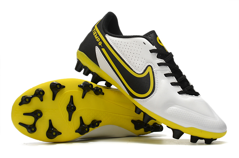 Nike Tiempo Legend 9 Academy AG - White Dark Smoke Grey Black Yellow Football Boots - Premium Quality for Optimal Performance Nike Tiempo Legend 9 Academy AG - White Dark Smoke Grey Black Yellow Football Boots - Premium Quality for Optimal Performance