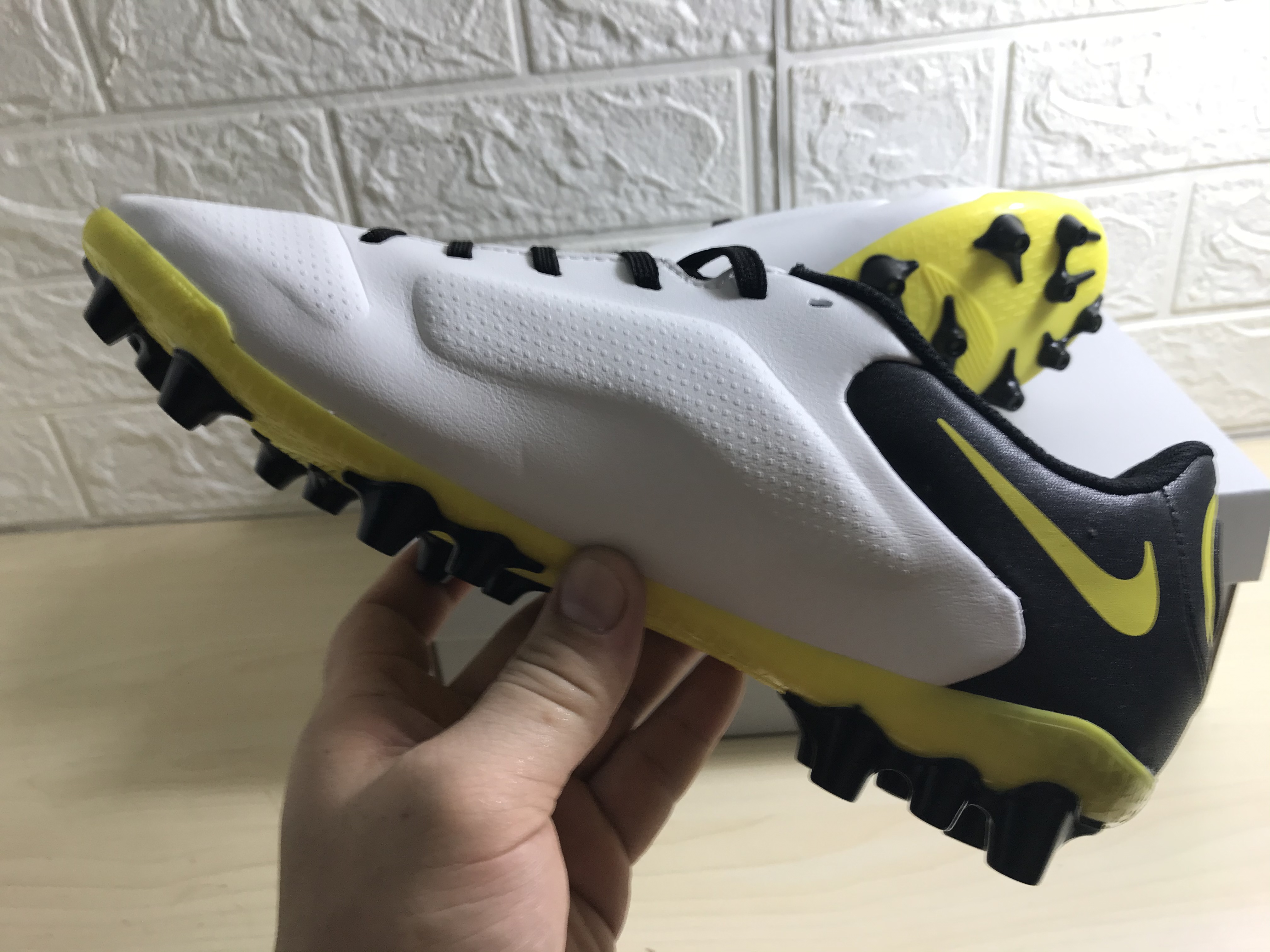 Nike Tiempo Legend 9 Academy AG - White Dark Smoke Grey Black Yellow Football Boots - Premium Quality for Optimal Performance Nike Tiempo Legend 9 Academy AG - White Dark Smoke Grey Black Yellow Football Boots - Premium Quality for Optimal Performance