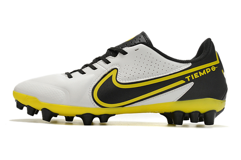 Nike Tiempo Legend 9 Academy AG - White Dark Smoke Grey Black Yellow Football Boots - Premium Quality for Optimal Performance Nike Tiempo Legend 9 Academy AG - White Dark Smoke Grey Black Yellow Football Boots - Premium Quality for Optimal Performance
