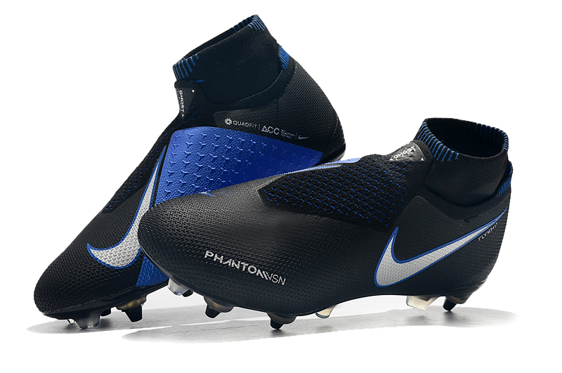Nike Phantom Vision Elite DF SG-Pro Anti-Clog - Black Blue Silver: Ultimate Football Boots Nike Phantom Vision Elite DF SG-Pro Anti-Clog - Black Blue Silver: Ultimate Football Boots