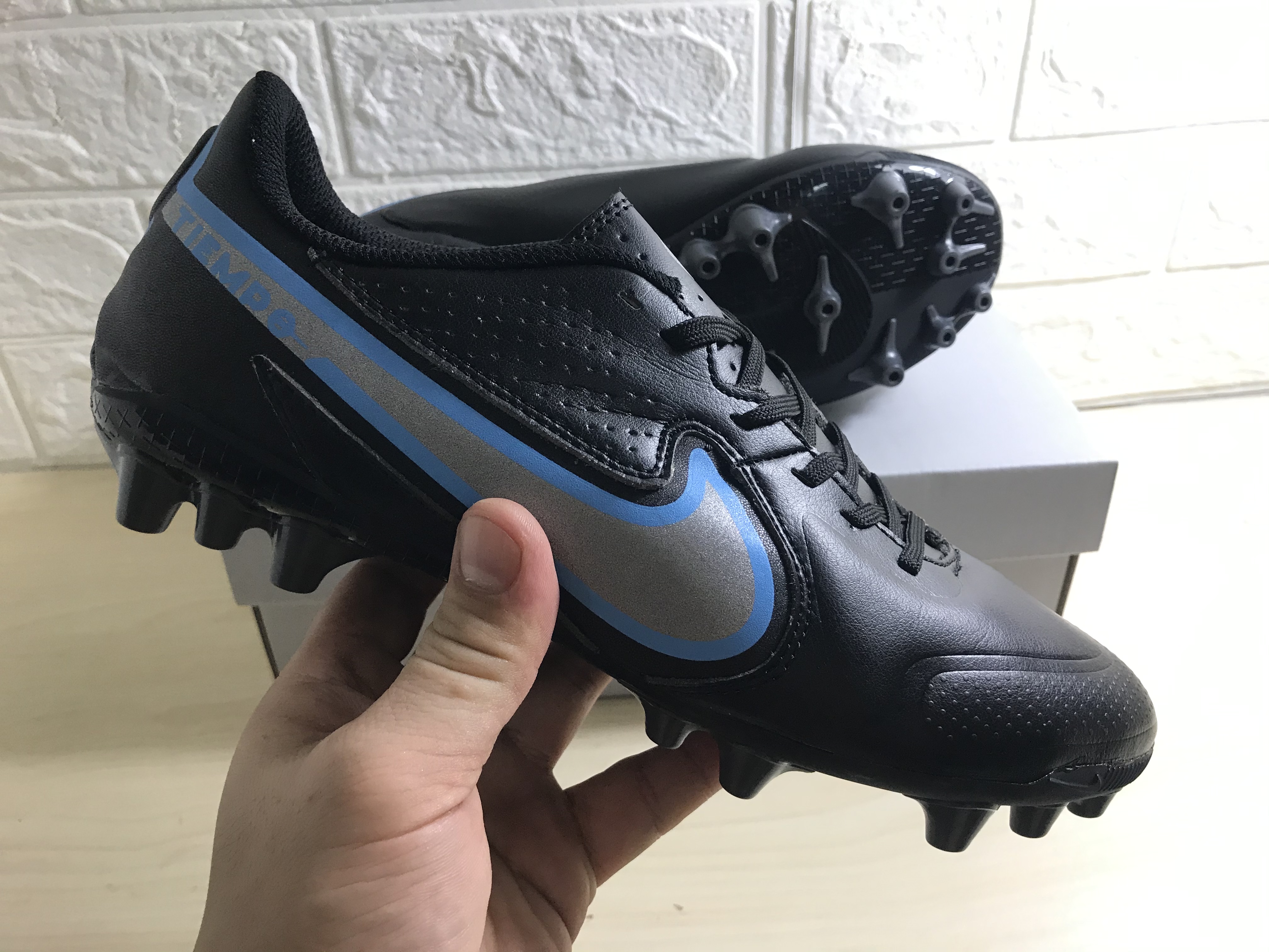 Nike Legend 9 Academy AG Black Blue Soccer Cleats - Premium Performance Footwear Nike Legend 9 Academy AG Black Blue Soccer Cleats - Premium Performance Footwear